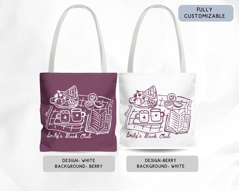 Personalized Book Club Bachelorette Totebag, Bookish Bride Girls Weekend Trip Bags, Coffee and Books Bridalparty Favors Welcome Bag Gift image 4