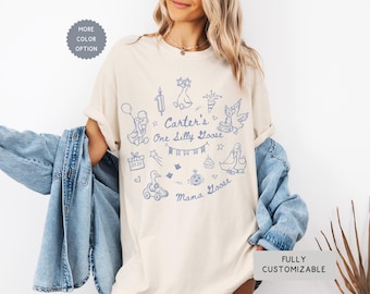 Personalized Goose First Birthday Family Matching Shirt, Custom ANY AGE Funny Silly Goose Theme Party Outfit, One Silly Mama Dada Aunt Tee
