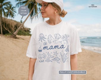 Personalized Oneder the Sea Family Matching Shirts, Custom AnyAge Mermaid Birthday Tees, Ocean Theme Kids First Bday Outfit,Sea Animals Tee
