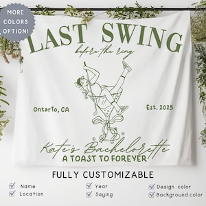 Personalized Golf Bachelorette Wedding Backdrop Tapestry, Last Swing before the Ring Bride Photo Backdrop Banner, Custom Location Bach Sign