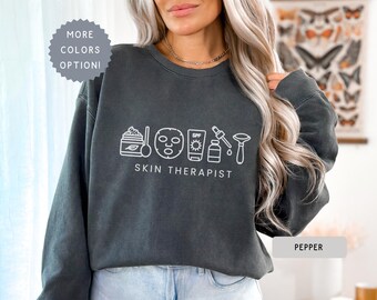 Comfort Colors® Minimalist Skin Therapist Crewneck, Cosmetology Sweatshirt, Esthetician Graduate Sweater, Aesthetician Gift Beautician Shirt