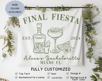 Custom Location Bach Final Fiesta Beach Bride Photo Wedding Backdrop Tapestry Bachelorette Party Decor, Last Toast on Coast Bach Wall Banner