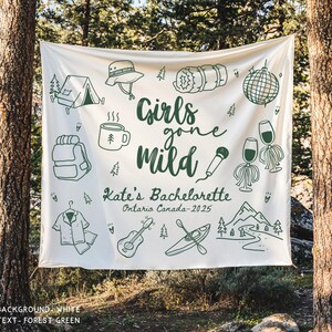 Personalized Girls Gone Mild Bachelorette Banner Sign, Custom Camping Final Fiesta Bridal Shower Photobooth Backdrop, Sleepover Bach Party image 3