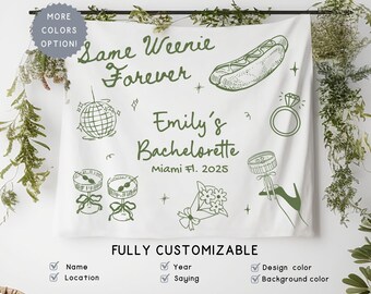 Custom Weenies and Martinis Bachelorette Banner, Personalized Martini Lover Bride Bach Decor, Weenies and Tinies Funny Bridal Shower Sign