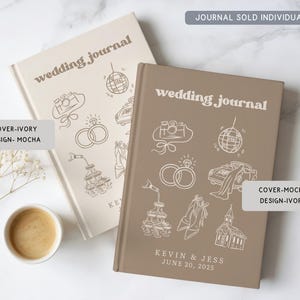 Personalized Wedding Hardcover Notebook, Engagement Journal Gift For Future Bride,Custom Couple Name Newly Engaged Bridal Shower Memory Book image 2