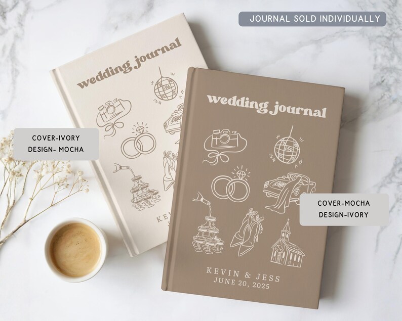 Personalized Wedding Hardcover Notebook, Engagement Journal Gift For Future Bride,Custom Couple Name Newly Engaged Bridal Shower Memory Book image 2