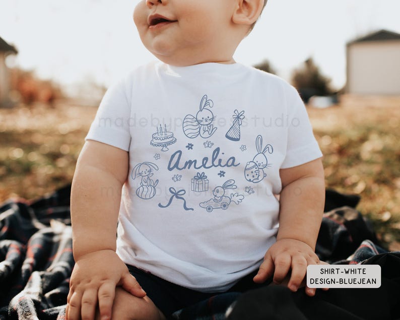 Personalized Name Floral 1st Bunny Family Matching Outfit, Custom Some Bunny is One Shirt, First Easter Rabbit Birthday Girl Party T-shirt image 3