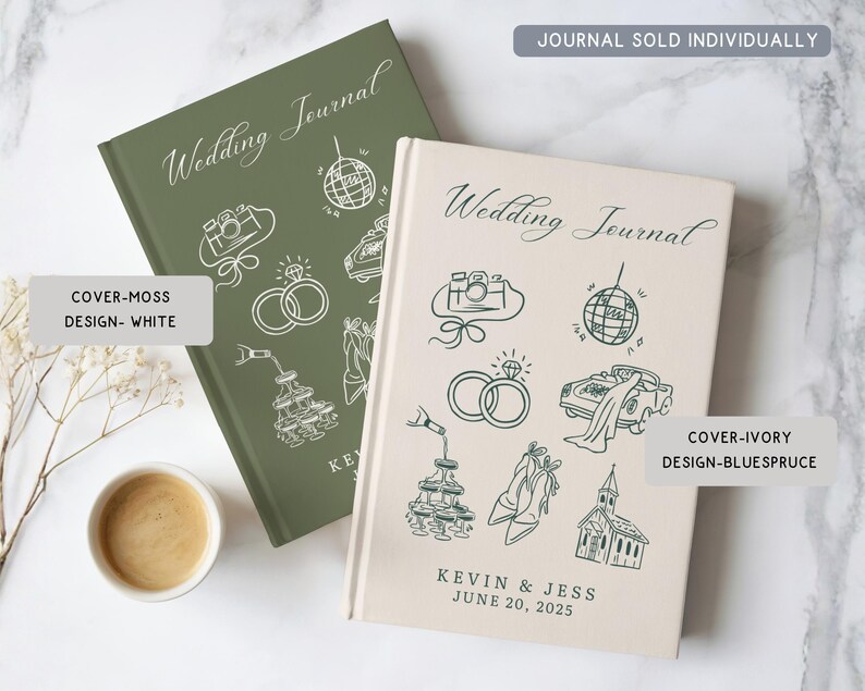 Personalized Wedding Hardcover Notebook, Engagement Journal Gift For Future Bride,Custom Couple Name Newly Engaged Bridal Shower Memory Book image 4