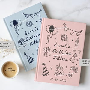 Personalized Kids Birthday Letters Hard Cover Journal, Custom Any Age Teddy Bear Theme Keepsake Memory Notebook,Custom First Bday Guest Book image 2