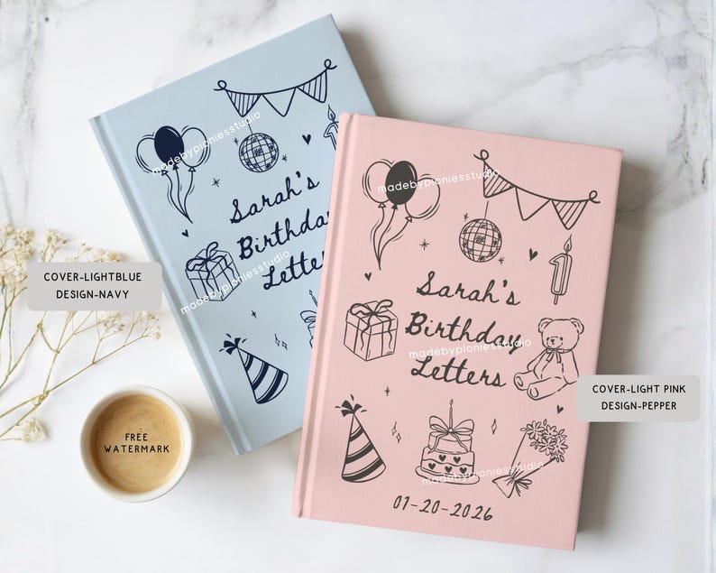 Personalized Kids Birthday Letters Hard Cover Journal, Custom Any Age Teddy Bear Theme Keepsake Memory Notebook,Custom First Bday Guest Book image 2