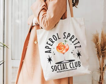 Custom Aperol Spritz Signature Cocktail Themed Social  Club Beach Bag For Bridesmaids Gift Wedding Welcome Bag Spritz Bridal Shower Tote Bag