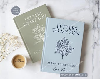 Personalized Name Letters To My Son Hardcover Journal, Birth Flower Dear Son Notebook, Baby Shower Memory Book,Pregnancy New Mom To Son Gift