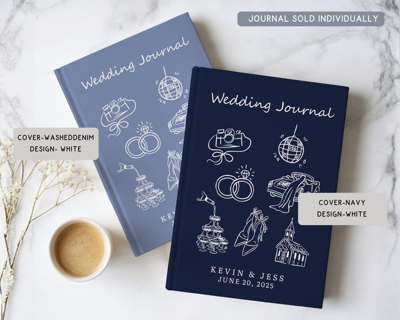 Personalized Wedding Hardcover Notebook, Engagement Journal Gift For Future Bride,Custom Couple Name Newly Engaged Bridal Shower Memory Book image 3