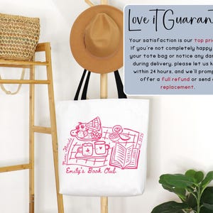 Personalized Book Club Bachelorette Totebag, Bookish Bride Girls Weekend Trip Bags, Coffee and Books Bridalparty Favors Welcome Bag Gift image 6