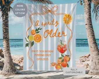 Personalized 30th Birthday Banner, A Spritz Older Italian Lemon Theme Party Decor, Coquette Bow Citrus Brunch Thirty Mediterranean Sign 1995