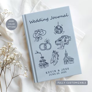Personalized Wedding Hardcover Notebook, Engagement Journal Gift For Future Bride,Custom Couple Name Newly Engaged Bridal Shower Memory Book image 1
