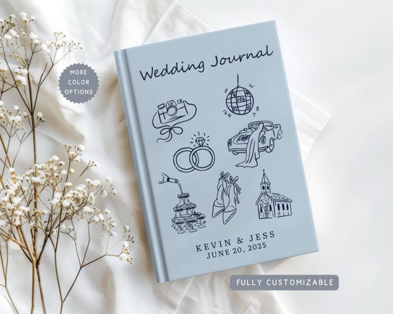 Personalized Wedding Hardcover Notebook, Engagement Journal Gift For Future Bride,Custom Couple Name Newly Engaged Bridal Shower Memory Book