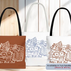 Personalized Book Club Bachelorette Totebag, Bookish Bride Girls Weekend Trip Bags, Coffee and Books Bridalparty Favors Welcome Bag Gift image 2