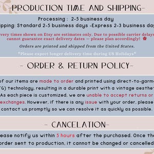 text related to the production time and shipping of items, including information about the order and return policy, as well as the cancellation process.