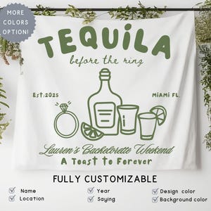 Custom Tequila Social Club Themed Bachelorette Banner, Last Toast on Coast before the Ring Photobooth Backdrop, Bride Final Fiesta Tapestry