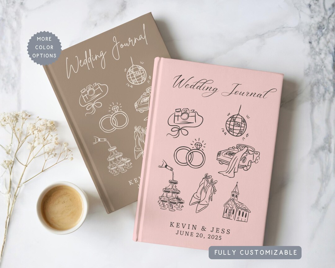 Notebook Engaged Personalized Wedding Hardcover Notebook, Engagement Journal Gift for ...
