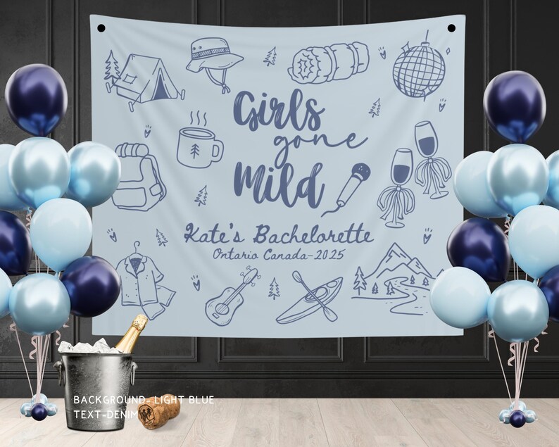 Personalized Girls Gone Mild Bachelorette Banner Sign, Custom Camping Final Fiesta Bridal Shower Photobooth Backdrop, Sleepover Bach Party image 4
