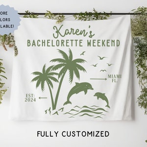 Personalization Beach Bride Photo Wedding Backdrop Tapestry Bachelorette Party Decor, Custom Bridal Shower Bach Banner,Destination Bach Sign