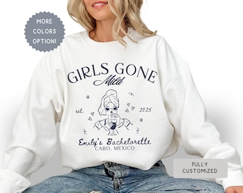 Personalized Girls Gone Mild Bach Sweatshirt, Custom Slumber Bachelorette Sweater, Sleepover Luxury Merch Party Favors,Cozy Spa Weekend Trip