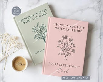 Personalized Name Letters To My Future Wife Hardcover Journal, Custom Birth Flower Love Letters Memory Notebook,Future Husband One Year Gift