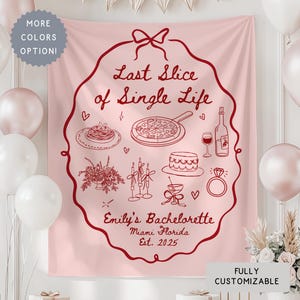 Custom Coquette Pizza Bachelorette Banner Sign, Personalized Italian Themed Bridal Shower Hanging Backdrop, That&#39;s Amore Bach Party Decor