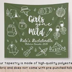 Personalized Girls Gone Mild Bachelorette Banner Sign, Custom Camping Final Fiesta Bridal Shower Photobooth Backdrop, Sleepover Bach Party image 8
