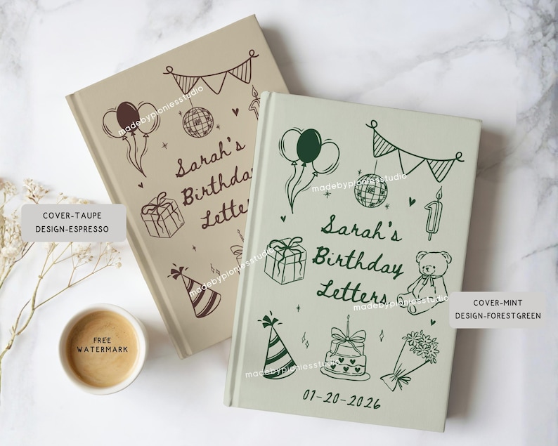 Personalized Kids Birthday Letters Hard Cover Journal, Custom Any Age Teddy Bear Theme Keepsake Memory Notebook,Custom First Bday Guest Book image 8