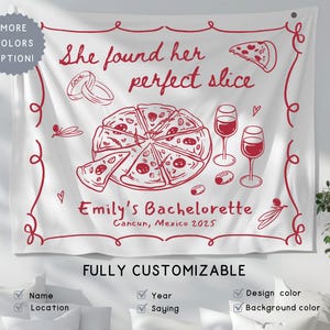 Custom Coquette Pizza Bachelorette Banner Sign, Personalized Italian Themed Bridal Shower Hanging Backdrop, That&#39;s Amore Bach Party Decor