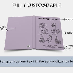 Personalized Wedding Hardcover Notebook, Engagement Journal Gift For Future Bride,Custom Couple Name Newly Engaged Bridal Shower Memory Book image 6