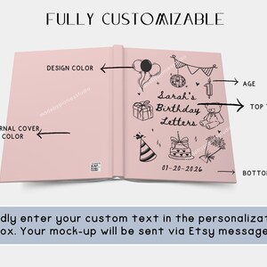 Personalized Kids Birthday Letters Hard Cover Journal, Custom Any Age Teddy Bear Theme Keepsake Memory Notebook,Custom First Bday Guest Book image 5