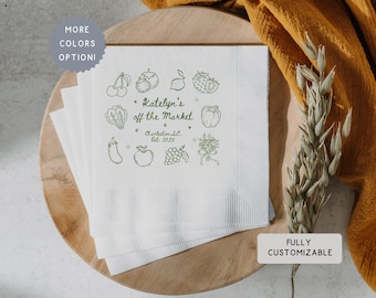 Personalized She&#39;s Fresh off the Market Bachelorette Bridal Shower Napkins, Custom Farmers Party Supplies Decor, Bride Final Fiesta Weekend