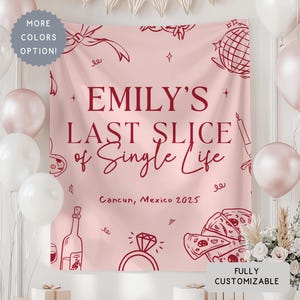 Custom Coquette Pizza Bachelorette Banner Sign, Personalized Italian Themed Bridal Shower Hanging Backdrop, That&#39;s Amore Bach Party Decor