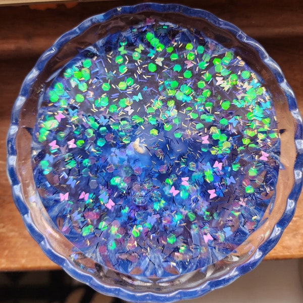 Intention Mediation Glitter Gemstone Gel Candle in Glass Dish