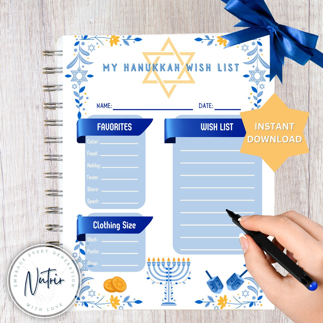 Hanukkah Wish List Digital File Instant Download - Etsy