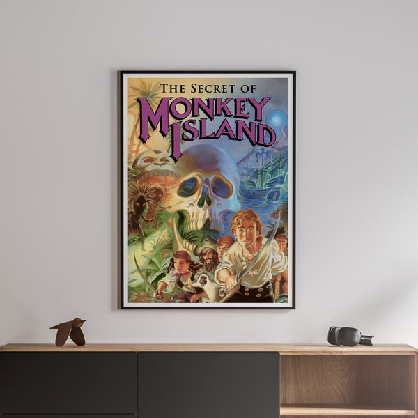 The Secret of Monkey Island 1990 Retro Video Game Poster 18 x 24 inches