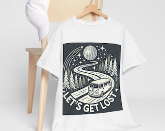Let's Get Lost Travel Unisex Heavy Cotton Tee. Gift Present T-shirt. Adventure-Ready Comfort!