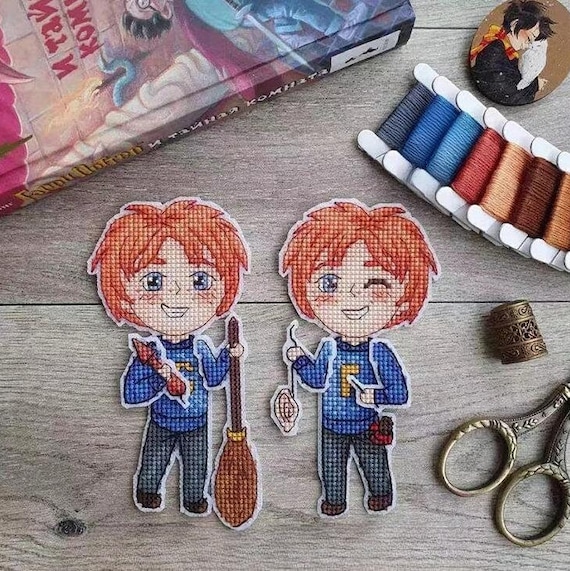 Fred and George Harry Potter Cross Stitch Kits Needlework Counted Kits  Embroidery Craft Cross-stitch DIY Home Dumbledore Ron Hermione Snape 