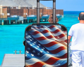 American Flag Suitcase, USA Luggage, Hardside Suitcase, USA Suitcase, TSA Approved, Men's Suitcase, Women's Suitcase