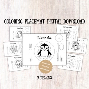 Personalisiertes Name Montessori Tischset Canva Vorlage Montessori Tischset druckbare Kleinkind Färbung Tischset homeschool Aktivität