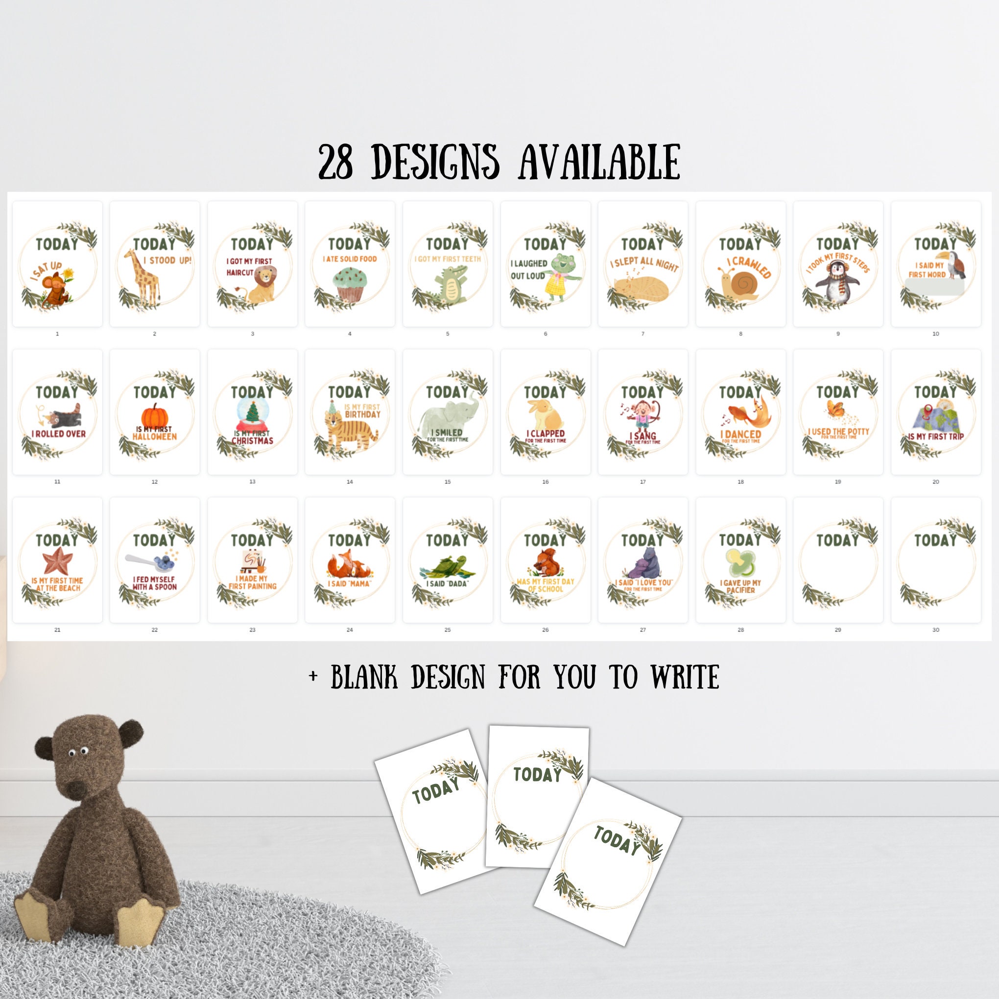 Printable Baby Milestone Cards Printable Todler Milestones Baby Shower ...