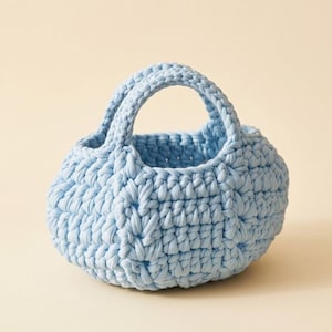 Handcrafted T-shirt Yarn Mini Pumpkin Bag, Crochet Tote, Kawaii Crossbody, Gift for Her