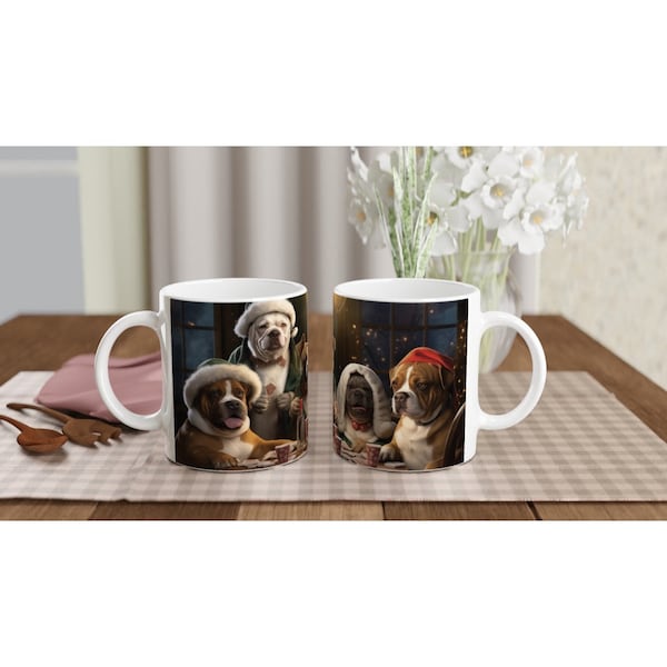 Christmas Dogs Playing Poker, 11oz mug, PiewithAI x Cassius Coolidge