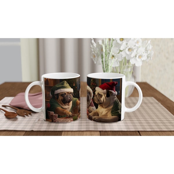 Christmas Dogs Playing Poker 4v, 11oz mug, PiewithAI x Cassius Coolidge