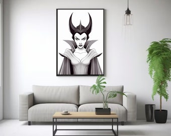 Printed Poster, Maleficent Art Print, Disney Sleeping Beauty, Villains Art, Gothic, Princess Aurora