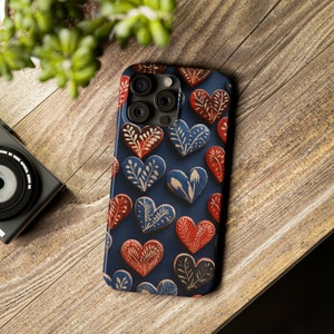 iPhone Case, Artistic Slim Tough Case, 3D Hearts Style, For iPhone 15, 14, 13, 12, Pro Max, For optimal device security and trendy style